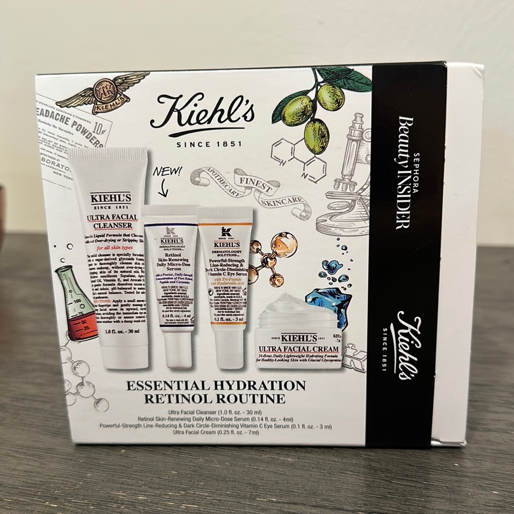 Sephora Beauty Insider Kiehl’s Essential Hydration Retinol Routine NIB 4 pc